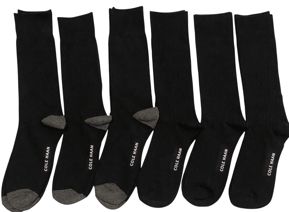 cole haan casual dress socks Cole Haan Men's 6 Pair Casual Dress Socks Black Shoe Size 7-12 73% Cotton