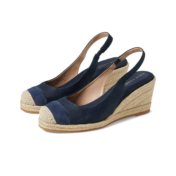 Cole Haan Cloudfeel Espadrille Wedge Slingback 80 mm Navy Blazer Suede 10.5 B M