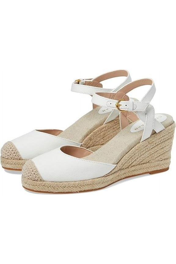 Cloudfeel Espadrille White Linen/Nat Jute Wedge Heeled Sandals (White Linen/Nat Jute, 10)