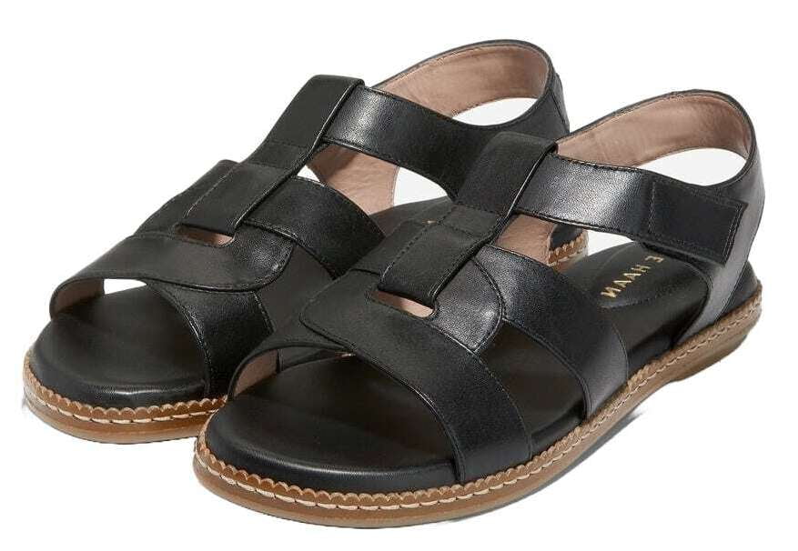 Cole Haan Cloudfeel Fisherman Black Jericho Leather Open Toe Flats Sandals Black Jericho Leather 6 Walmart