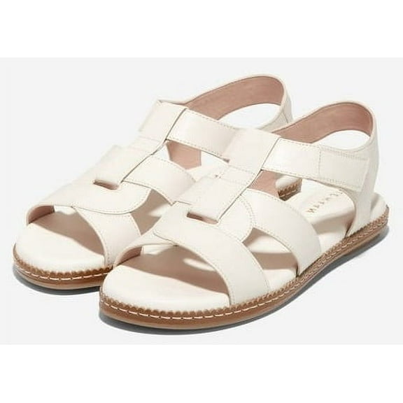 Cole Haan Cloudfeel Fisherman Egret Jericho Leather Open Toe Flats Sandals