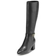 thumbnail image 1 of Cole Haan Elena Black Leather/Stretch Pointed Toe Block Heeled Knee High Boots (Black Leather/Stretch, 5.5), 1 of 4