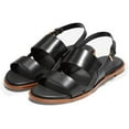 thumbnail image 1 of Cole Haan Flynn Black Leather Ankle Strap Rounded Open Toe Strappy Flats Sandals (Black Leather, 6.5), 1 of 4