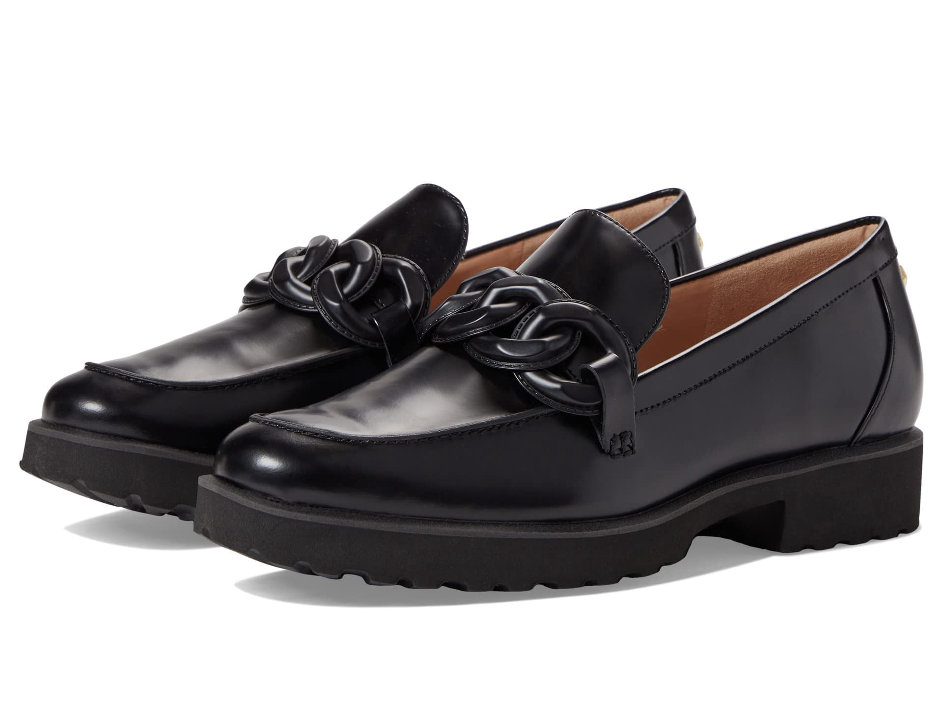Cole Haan Geneva Chain Loafer (Womens, Black Leather, 8 