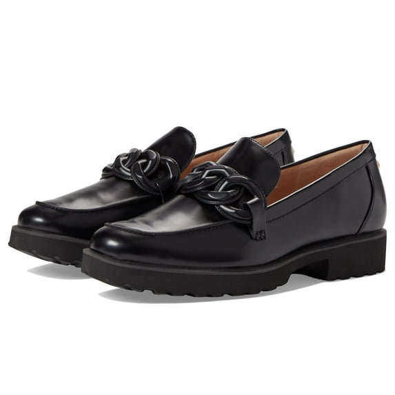 Cole Haan Geneva Chain Loafer (Womens, Black Leather, 6, Medium)