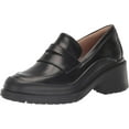thumbnail image 1 of Cole Haan Grand Ambition Westerly Black Leather Slip On Block Heeled Loafers (Black Leather, 8), 1 of 6