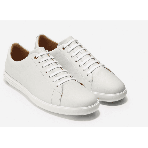 Cole Haan Grand Crosscourt II White Leather Fashion Lace-Up Rounded Toe Sneakers (White Leather, 10.5)