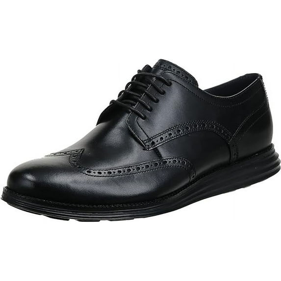 Cole Haan Grand Tour Wing Oxford Black/Black Leather Lace Up Cutout Sneakers (Black/Black, 10)