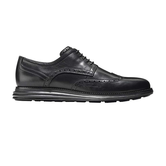 Cole Haan Grand Tour Wing Oxford Black/Black Leather Lace Up Cutout Sneakers (Black/Black, 12)