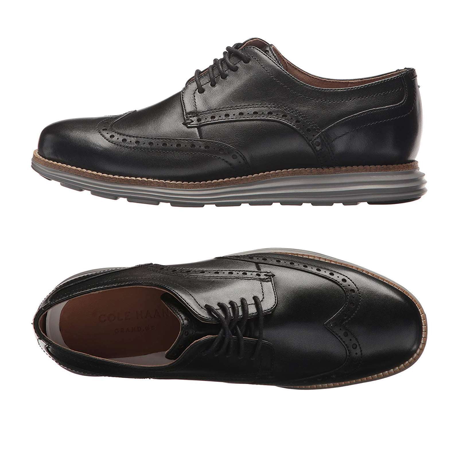 Cole Haan Men's Grand Tour Wing Oxford Shoes (Black Leather/Black