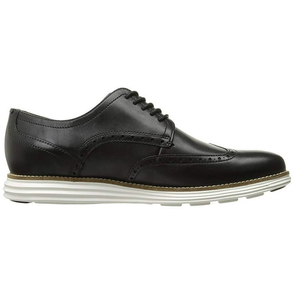 Cole Haan Grand Tour Wing Oxford Black Leather/White Lace Up Cutout Sneakers (Black Leather/White, 7)