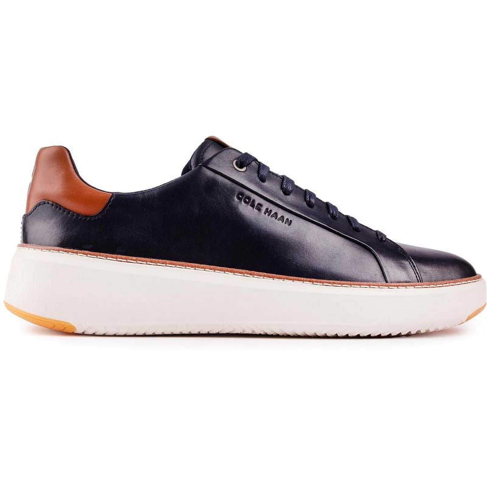 Men's Blue Genuine Leather Lace-up Casual Sneakers