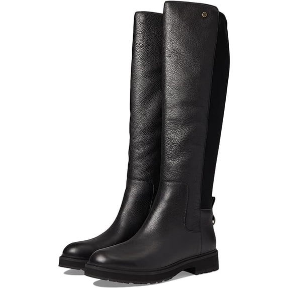 Cole Haan Greenwich Tall Boot Black Leather/Stretch Black Waterproof Boots (Black Leather/Stretch Black, 6.5)
