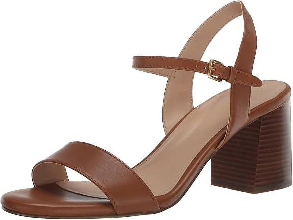Cole Haan Josie British Tan Leather Ankle Strap Open Toe Block