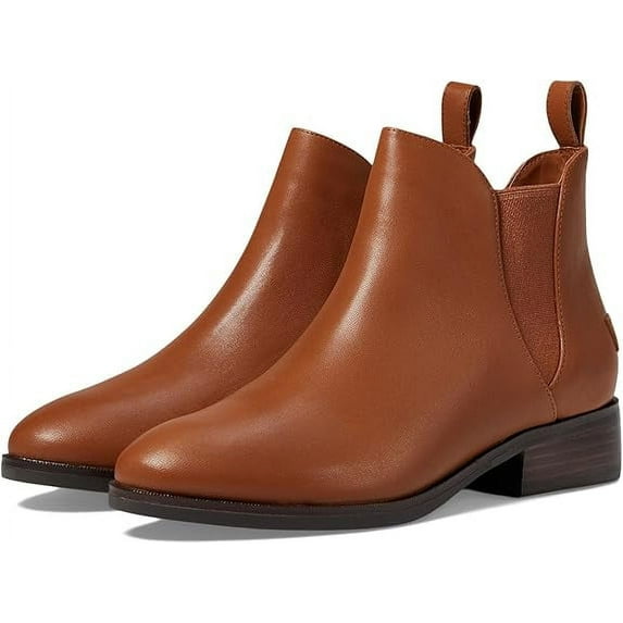 Cole Haan Laina British Tan Princess Leather Almond Toe Pull On Ankle Boots (British Tan Princess Leather, 5)