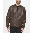 thumbnail image 1 of Cole Haan Men's Bonded Leather Varsity Jacket Small Java Brown, 1 of 5