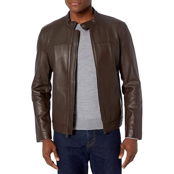 First Mfg Men's Crusader Motorcycle Genuine Leather Jacket (XL, Brown)
