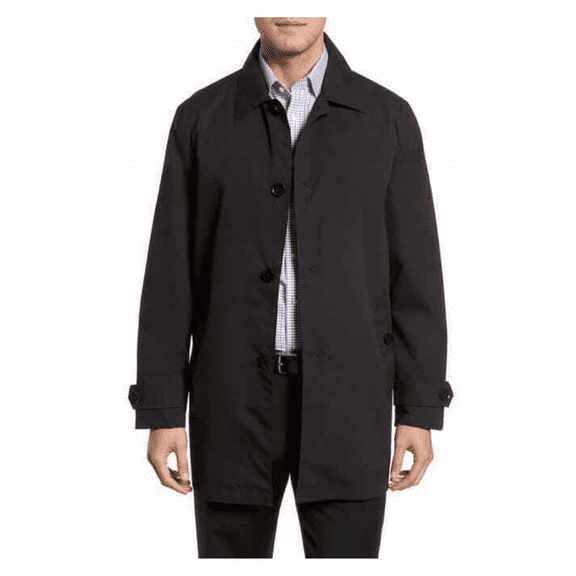 Cole Haan Men's Button Front Water Resistant Rain Coat Black Size Small