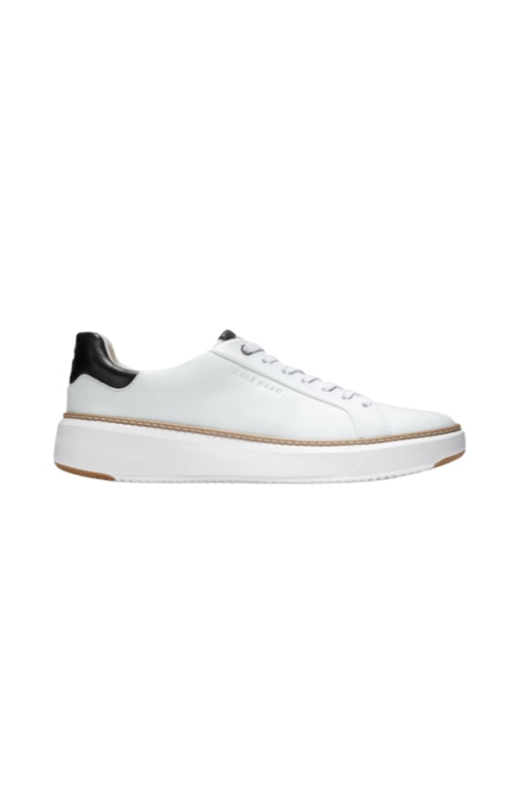 Mens GrandPr Topspin Luxurious Lightweight Leather Sneakers Optic White, Wide