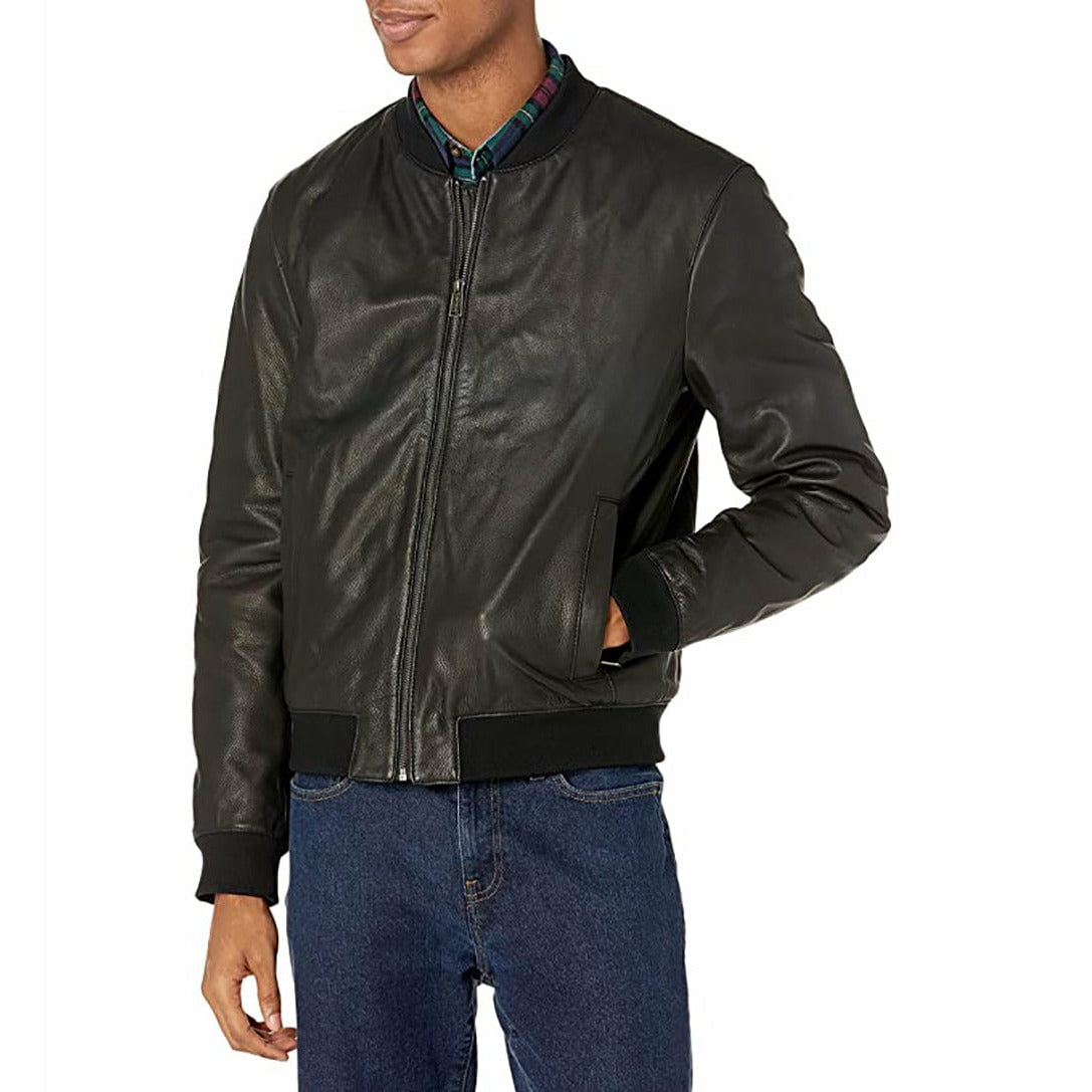Cole Haan Men s Leather Varsity Jacket Walmart