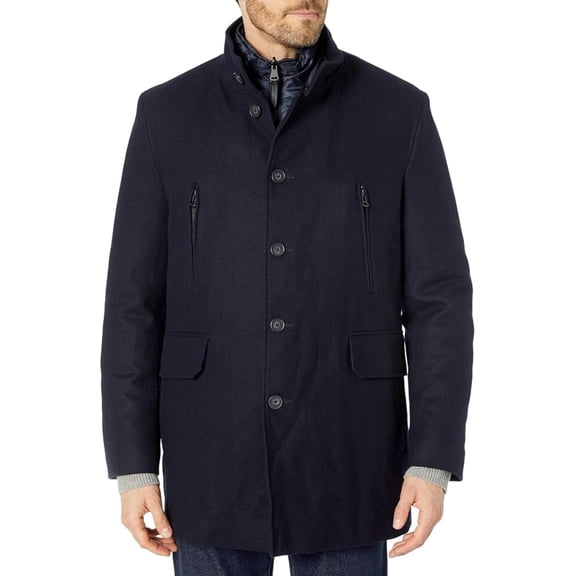 Cole Haan Men's Melton 3-in-1 Wool Jacket With Removable Bib (Navy, S)