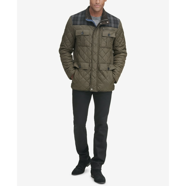 Cole Haan Men s Mixed Media Quilted Jacket Green Size Large Walmart