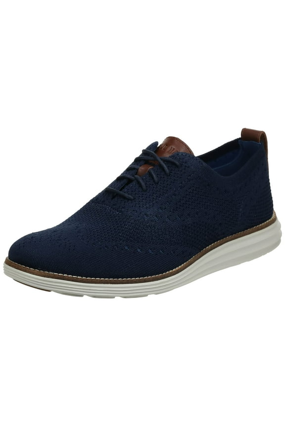 Men's Original Grand Knit Wingtip II Oxford Shoes (Navy/Ivory, 11)