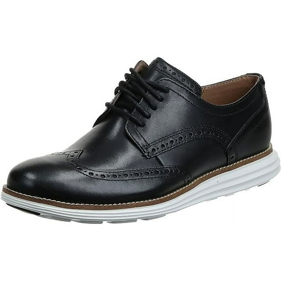 Cole Haan Grand Tour Wing Oxford Black Leather/White Lace Up Cutout Sneakers (Black Leather/White, 8)