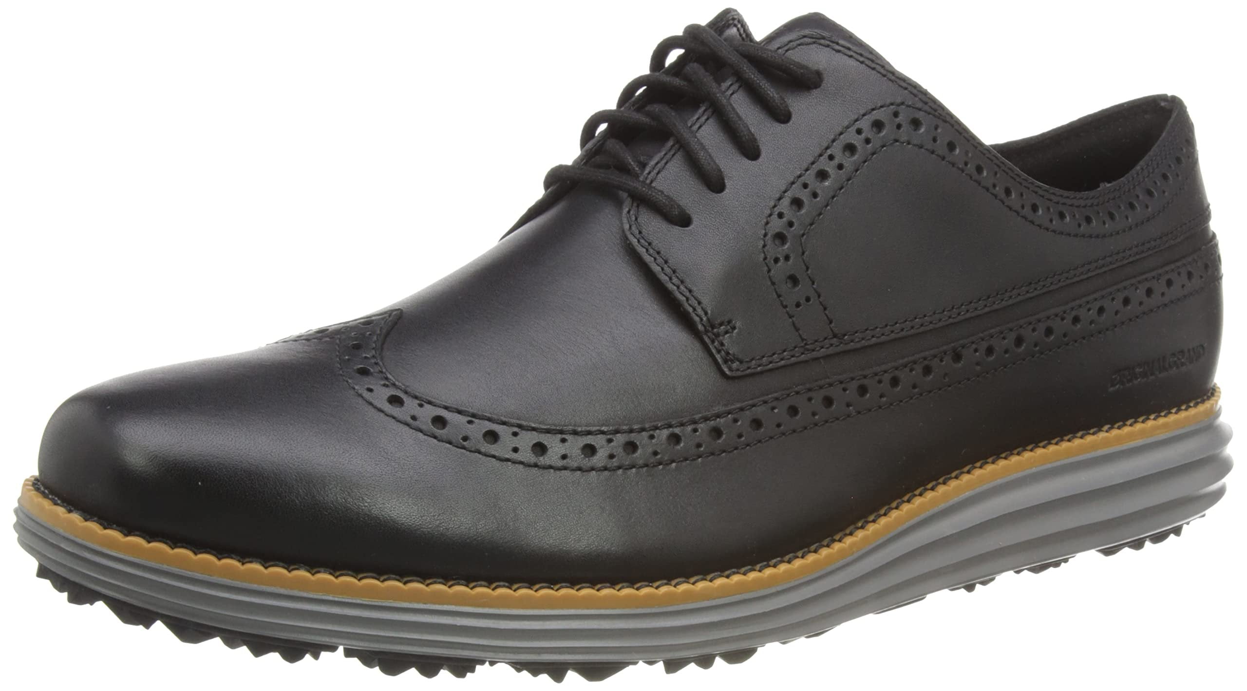Cole Haan Men's Original Grand Wingtip Oxford Golf Sneaker, Black ...