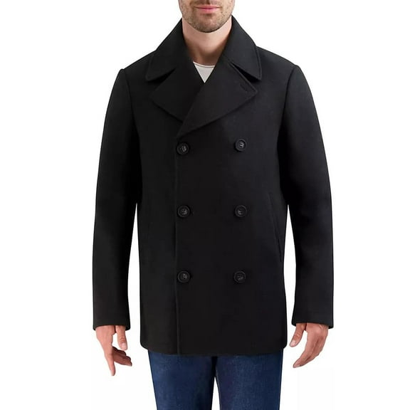 Cole Haan Men's Peacoat Wool Jacket (Black, L)