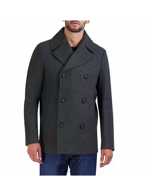 Men's Peacoat Wool Jacket (Charcoal, XL)