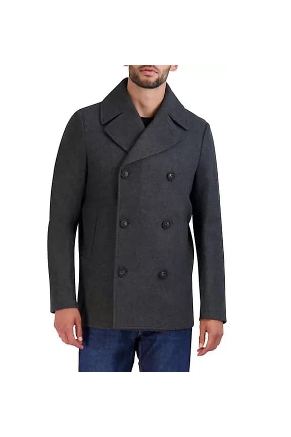 Men's Peacoat Wool Jacket (Charcoal, XXL)