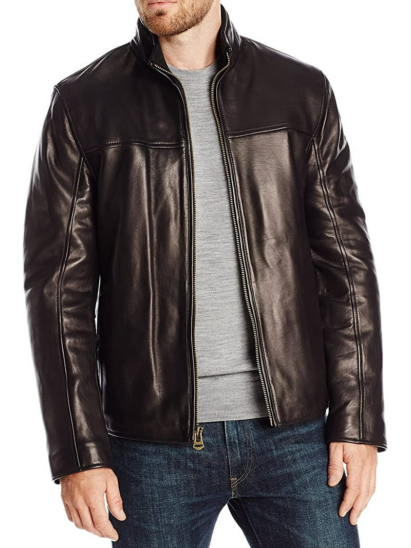 Cole Haan Men's Smooth Lamb Leather Jacket With Convertible Collar