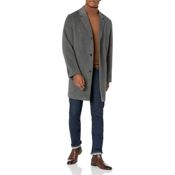 Cole Haan Men's Wool Topper Button Front Coat (Gray, 2XL)