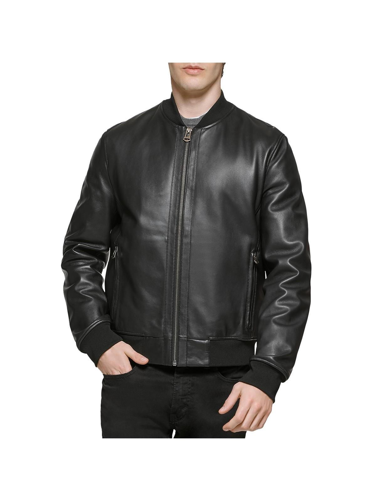 Cole Haan Mens Bonded Leather Heavy Bomber Jacket - Walmart.com