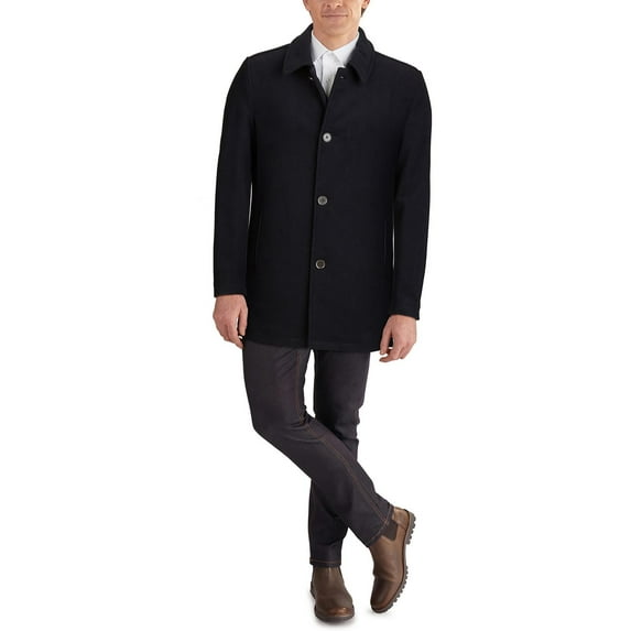 Cole Haan Mens Collar Wool Overcoat