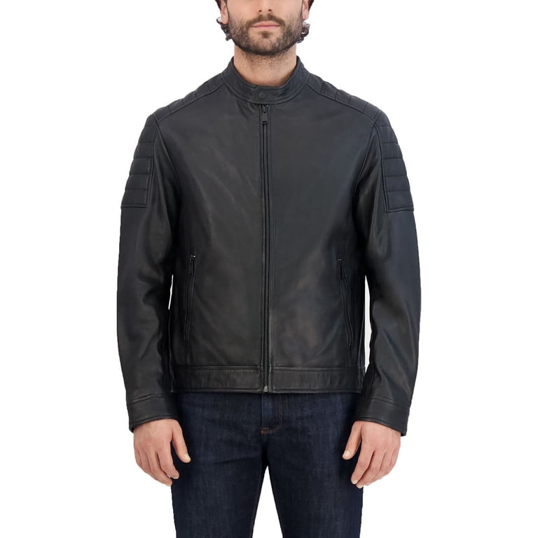 Cole Haan Mens Genuine Lambskin Leather Jacket (Black, M  display picture 1