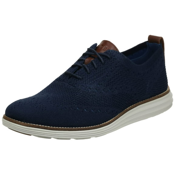 Cole Haan Mens Original Grand Knit Wingtip II Oxford Shoes, Navy