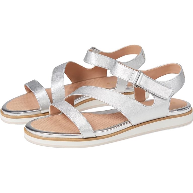 Cole Haan Mirabelle Silver Leather Strappy Open Toe Ankle