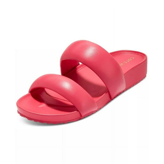 Cole Haan Mojave Double Band Geranium Leather Slip On Rounded Open Toe Sandals (Geranium Leather, 5.5)