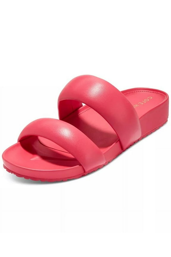 Mojave Double Band Geranium Leather Slip On Rounded Open Toe Sandals (Geranium Leather, 5.5)