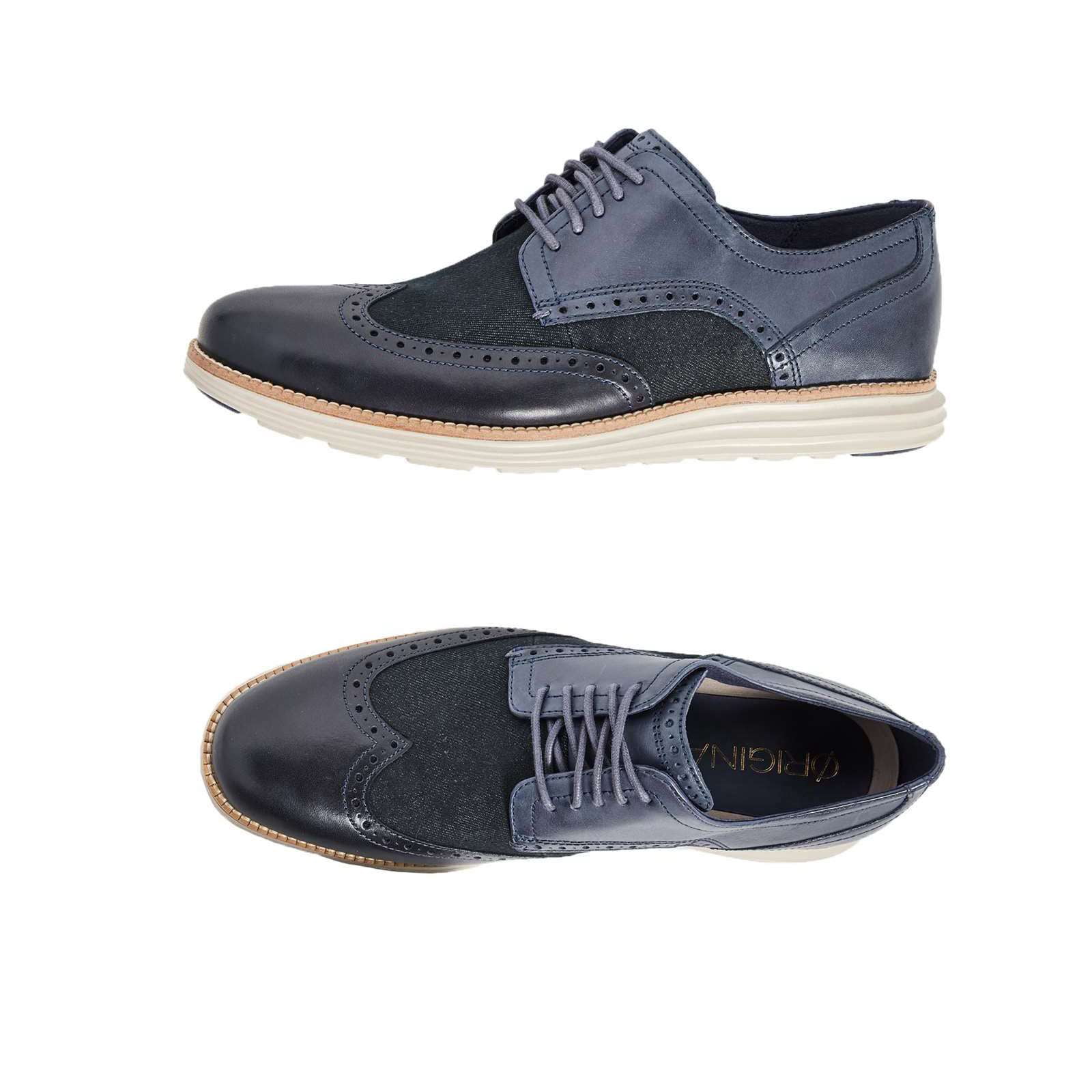 NIB Cole Haan Original Grand Shortwing Navy Leather Oxford with Ivory Sole Men main image 2