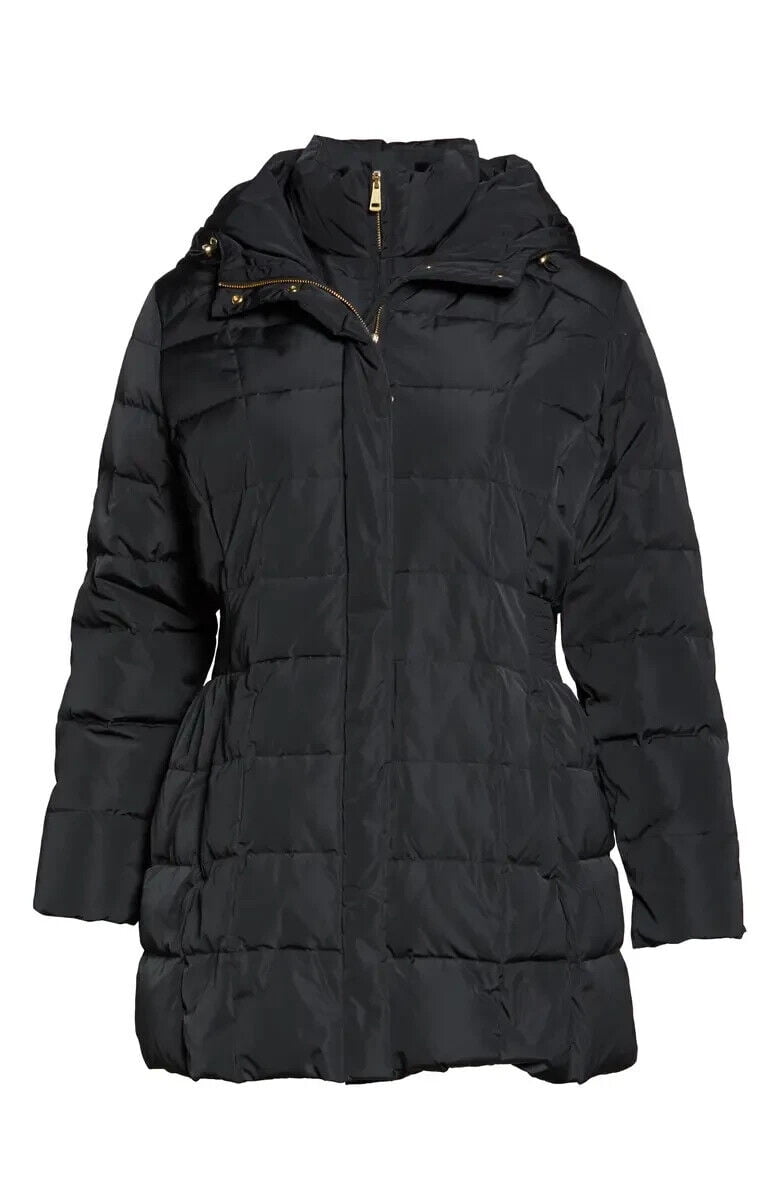 Cole Haan Signature Hooded Down & Feather Jacket Coat Solid Black L Large