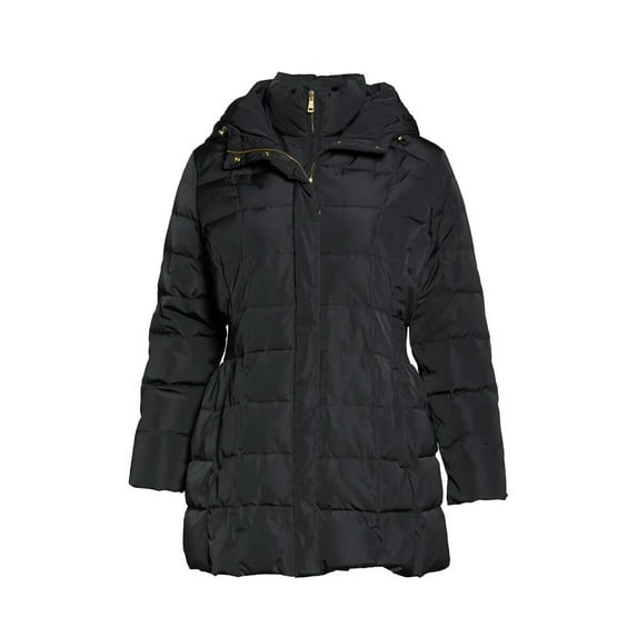 Cole Haan Signature Hooded Down & Feather Jacket Coat Solid Black L Large