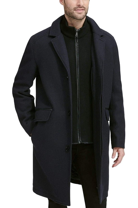 Mens Classic Wool Twill Topper With Bib - Navy - S