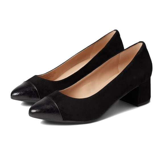 Cole Haan The Go-To Pump Black Suede/Black Croc Pointed Toe Slip On Pumps (Black Suede/Black Croc, 5.5)