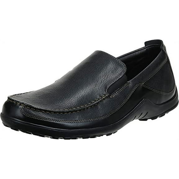 Cole Haan Tucker Venetian Black Slip On Rounded Toe Leather Flat Loafers (Black, 8)