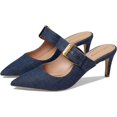 thumbnail image 1 of Cole Haan Vandam Buckle Denim Leather Pointed Toe Kitten Heeled Dress Pumps (Denim, 9.5), 1 of 5