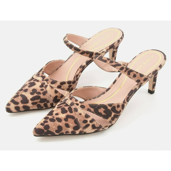 Cole Haan Vandam Dress Mule Leopard Suede Pointed Toe Slip On Dress Pumps (Leopard Suede, 6.5)