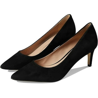 Cole Haan Vandam Pump Black Suede Pointed Toe Kitten Heeled Classic Pumps (Black Suede, 8)